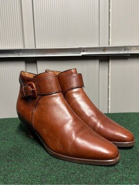 Vintage 90’s Bally Oiled Leather Ankle Boots 8.5 Made in italy Brown Leather